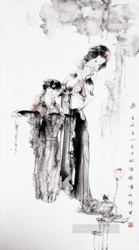 中国の伝統芸術 Painting - Wu Xjing インク ガールズ 中国語